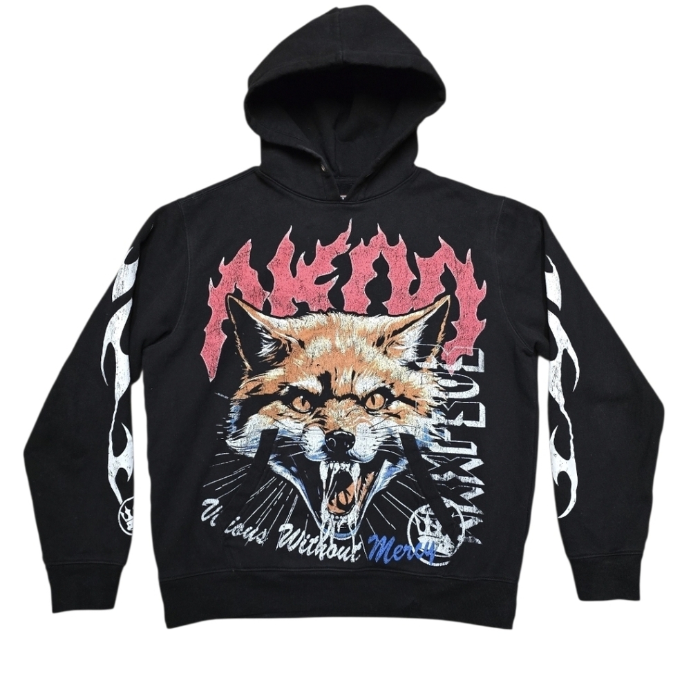 Akoo Evolution Sweatshirt Mens Black Fleece Hoodie Graphic Streetwear Sz M